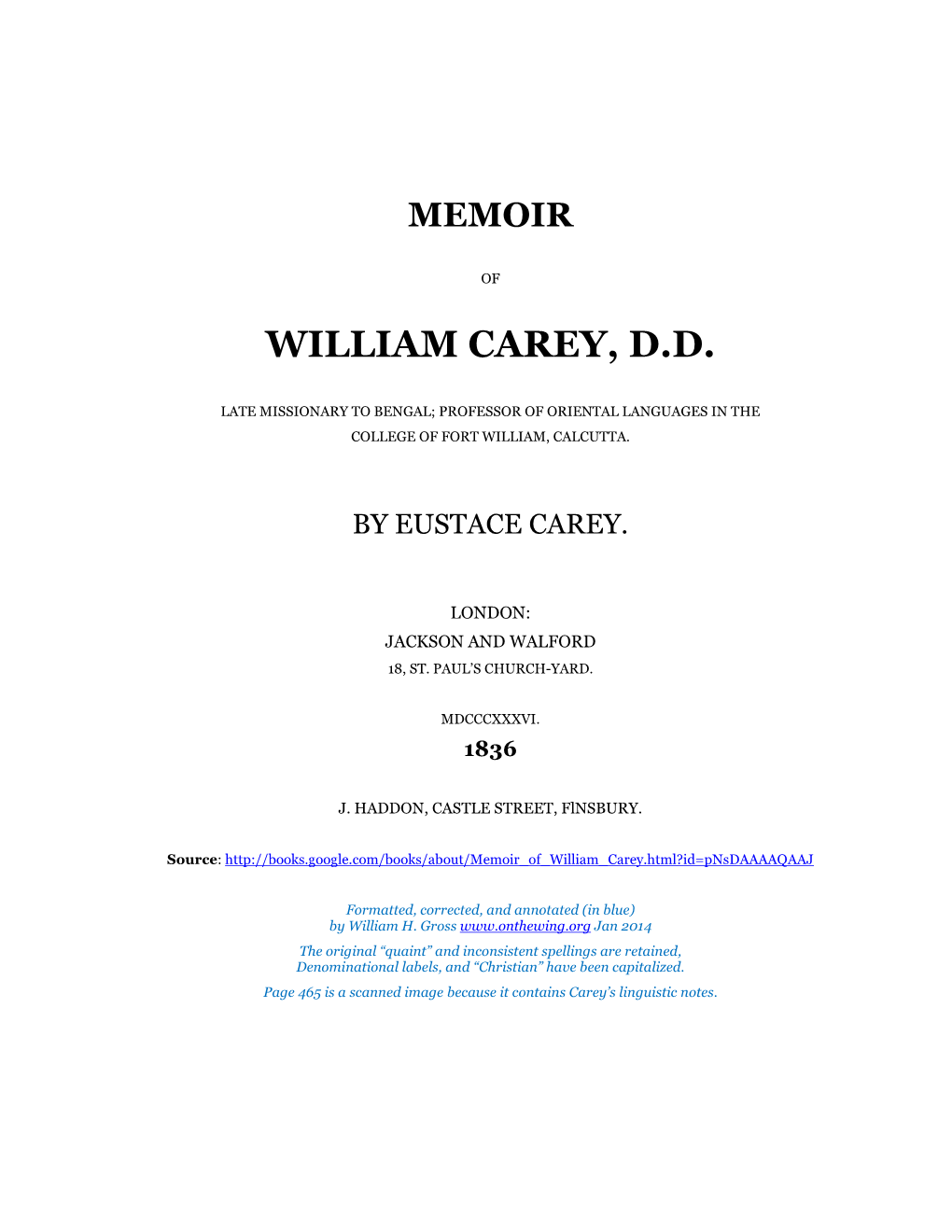 William Carey, D.D