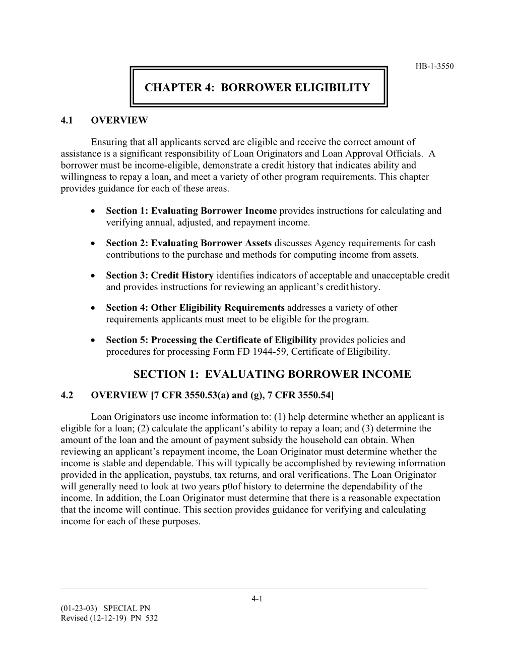 Section 1: Evaluating Borrower Income Chapter 4