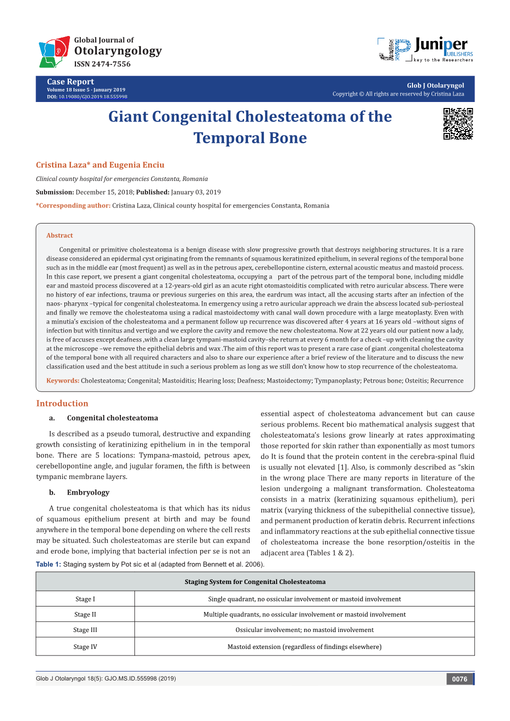 Giant Congenital Cholesteatoma of the Temporal Bone