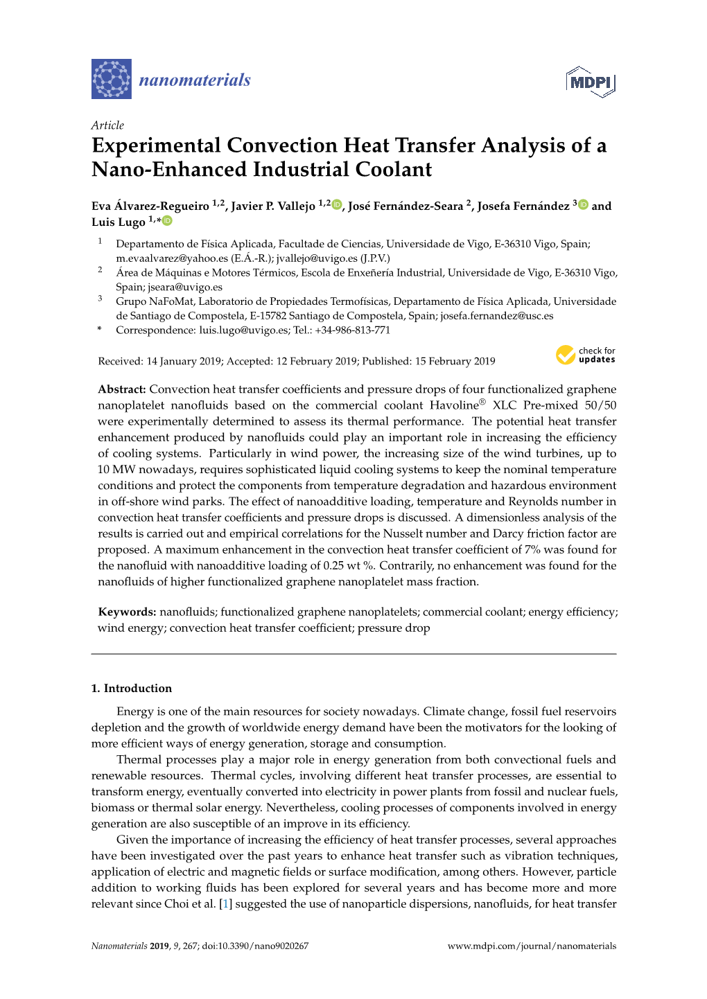 Experimental Convection Heat Transfer Analysis of a Nano-Enhanced Industrial Coolant