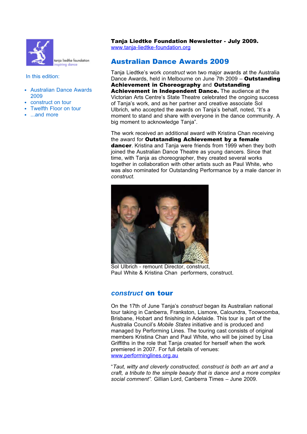 Newsletter - July 2009