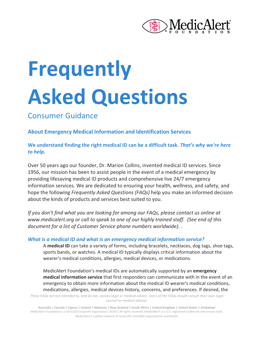 Frequently Asked Questions Consumer Guidance