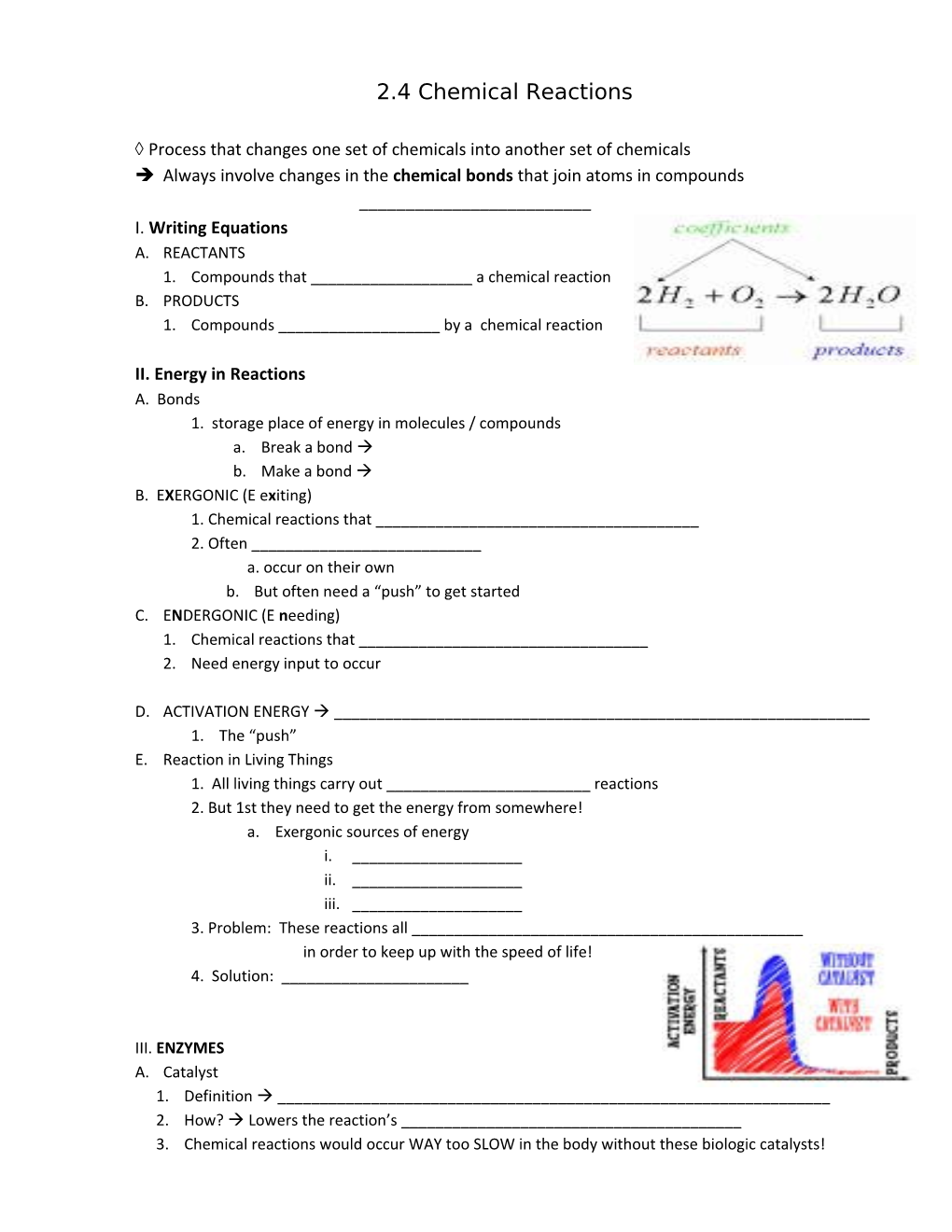 À Process That Changes One Set of Chemicals Into Another Set of Chemicals