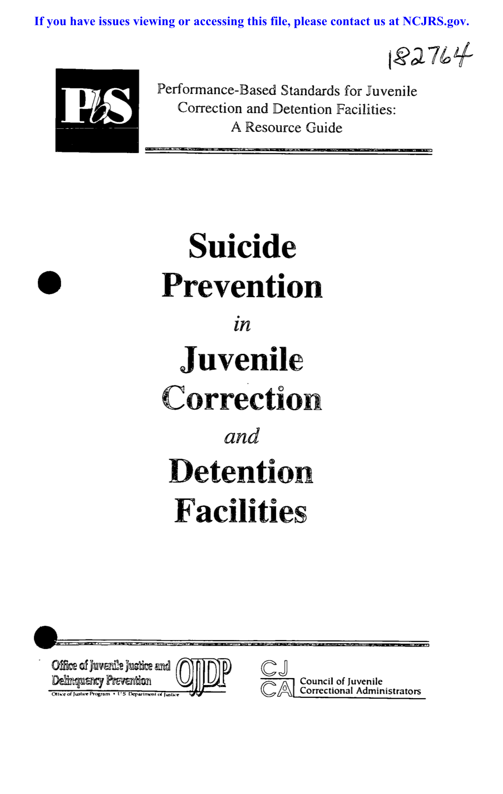 Suicide Prevention Juvenile Correction Detention Facilities