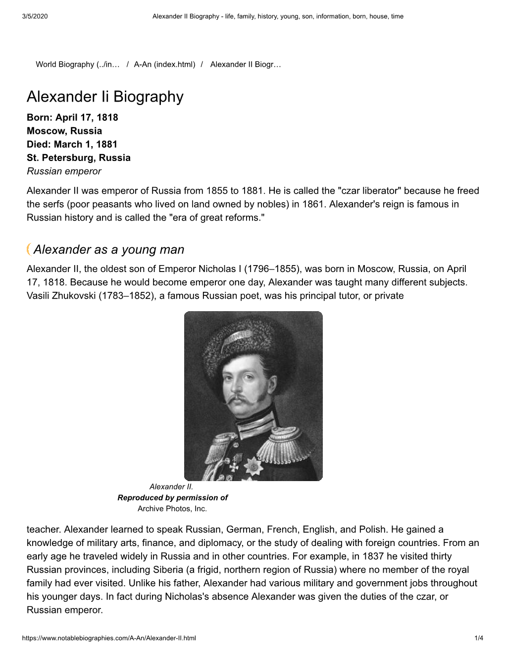 Alexander II Biography - Life, Family, History, Young, Son, Information, Born, House, Time