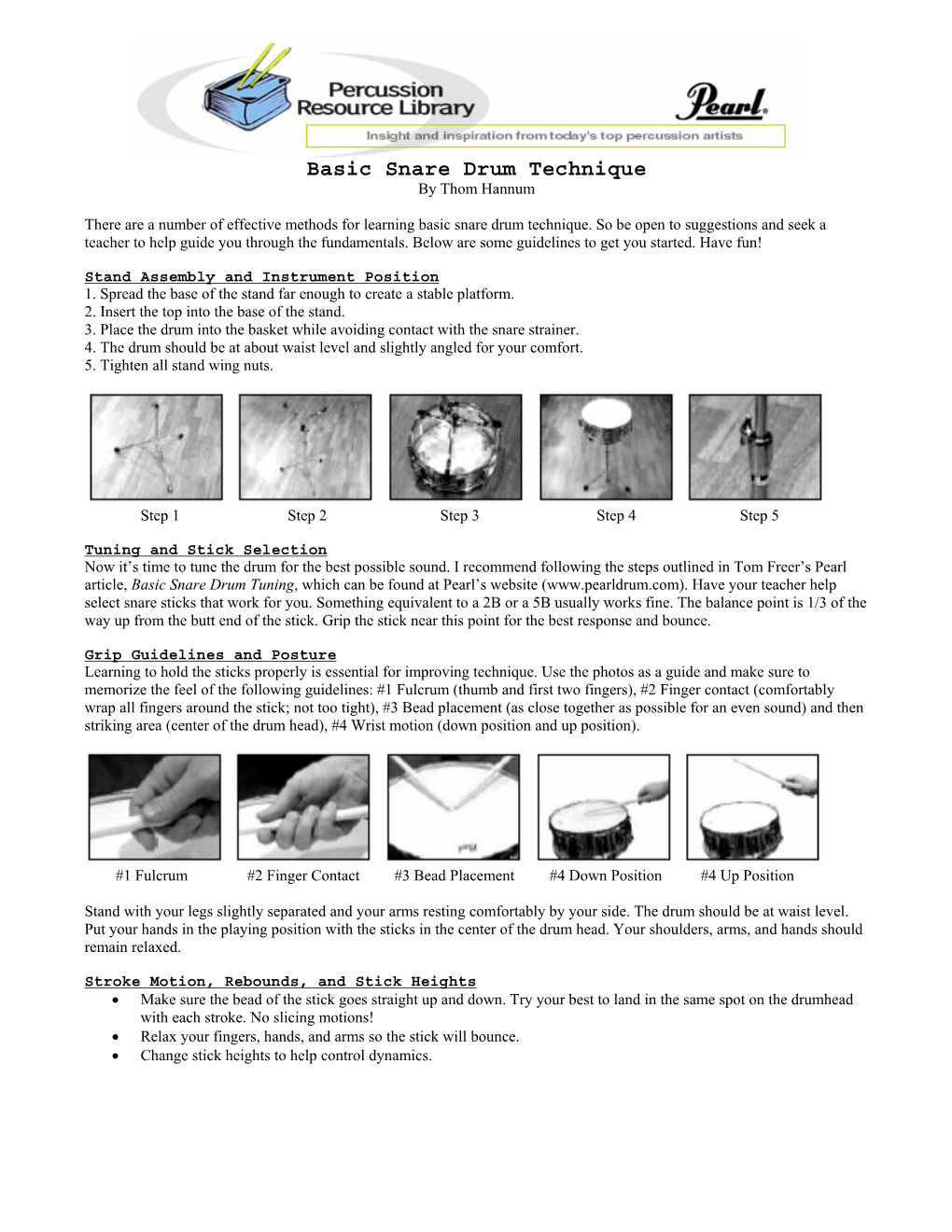 Basic Snare Drum Technique by Thom Hannum