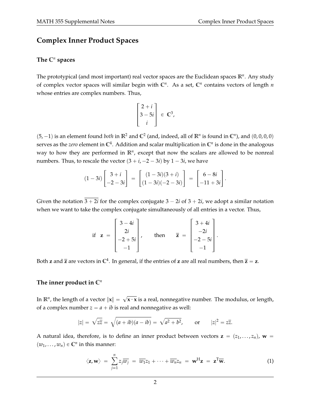 Complex Inner Product Spaces