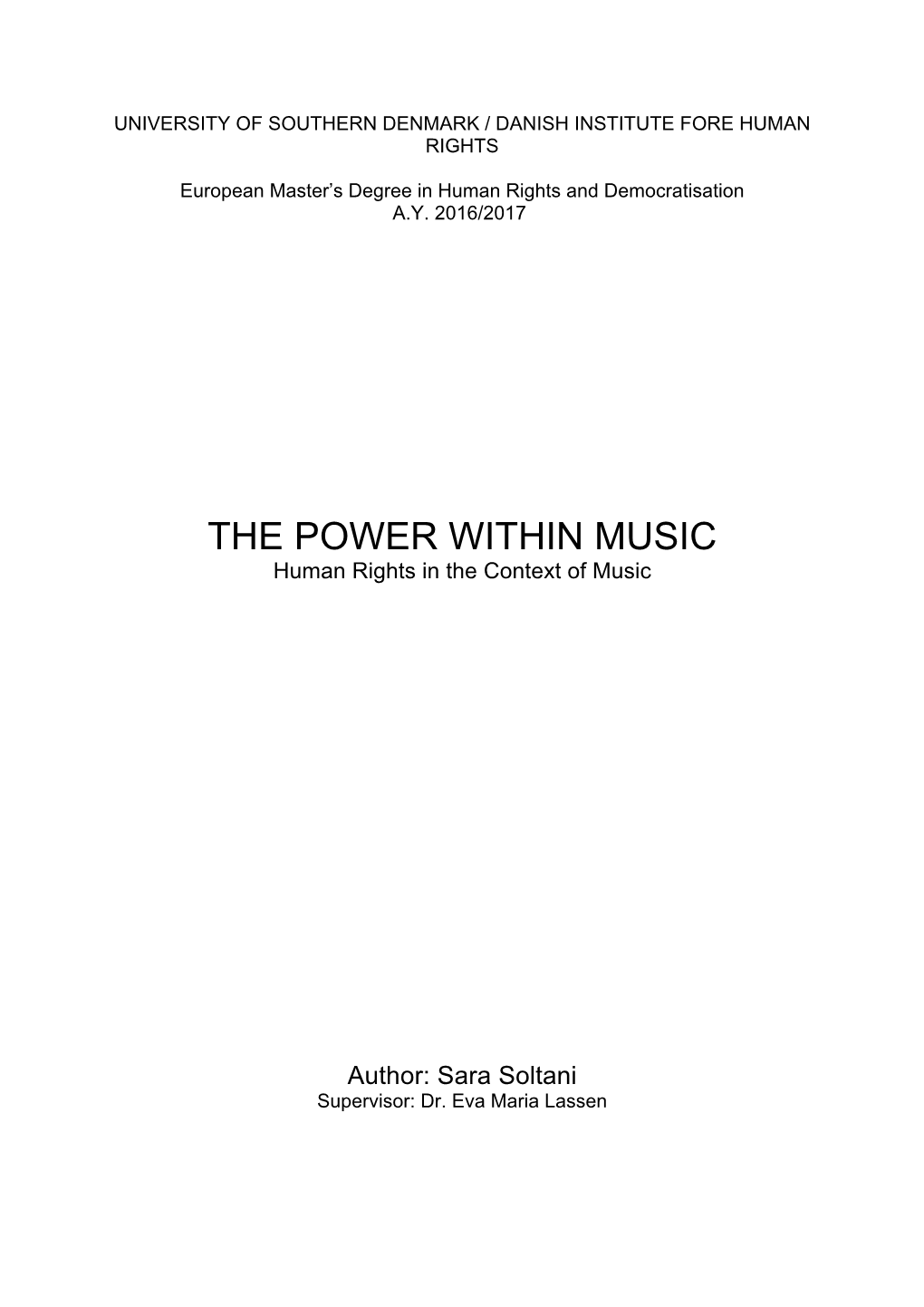 The Power Within Music: Human Rights in the Context