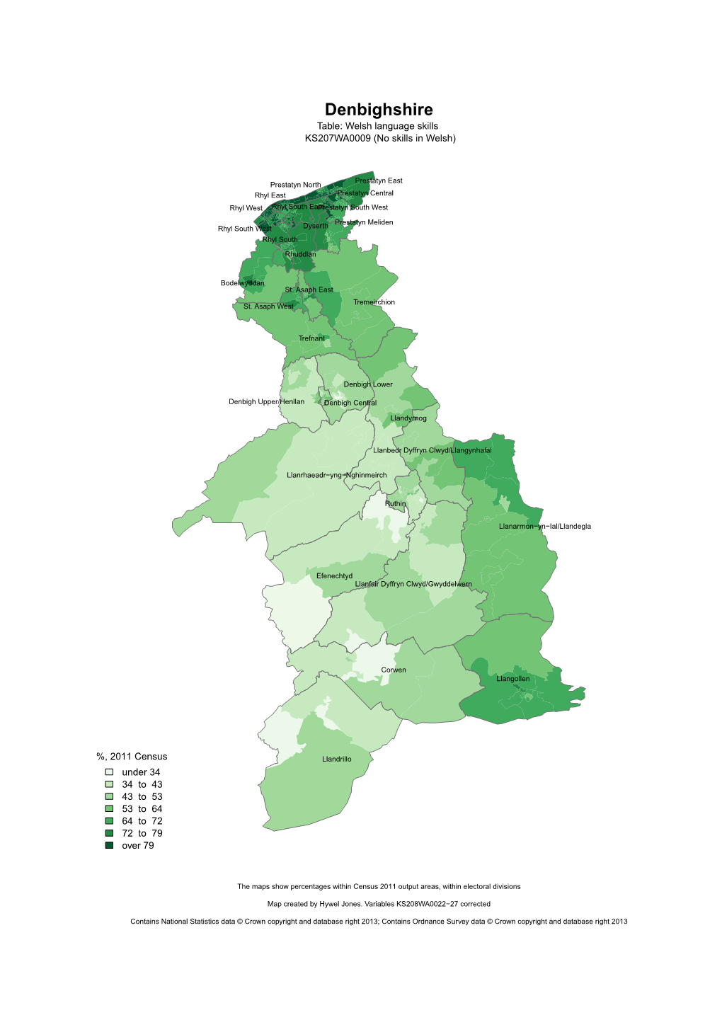 Denbighshire Table: Welsh Language Skills KS207WA0009 (No Skills in Welsh)