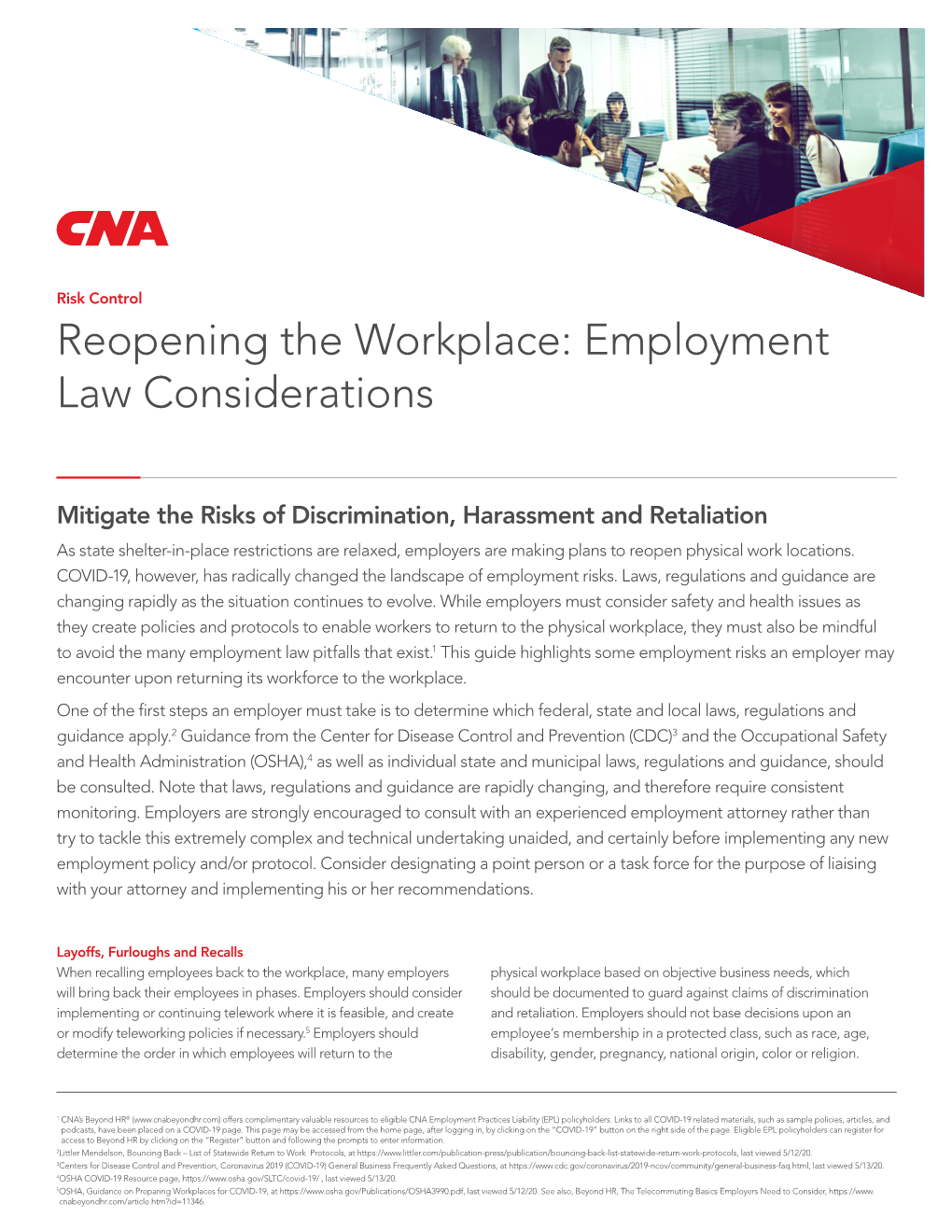 Reopening the Workplace: Employment Law Considerations