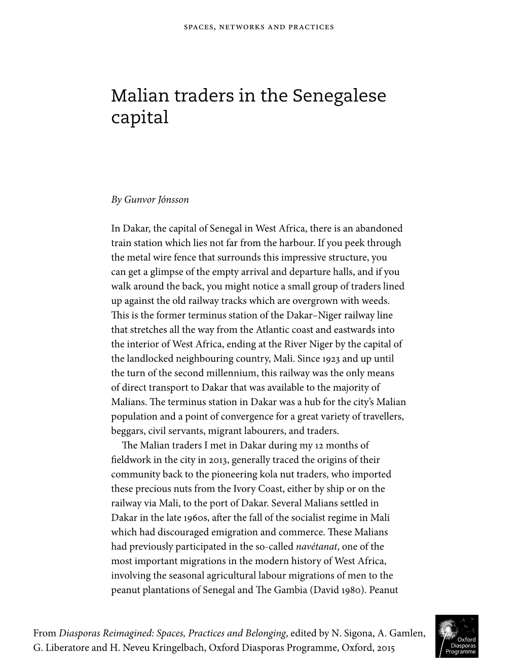 Malian Traders in the Senegalese Capital