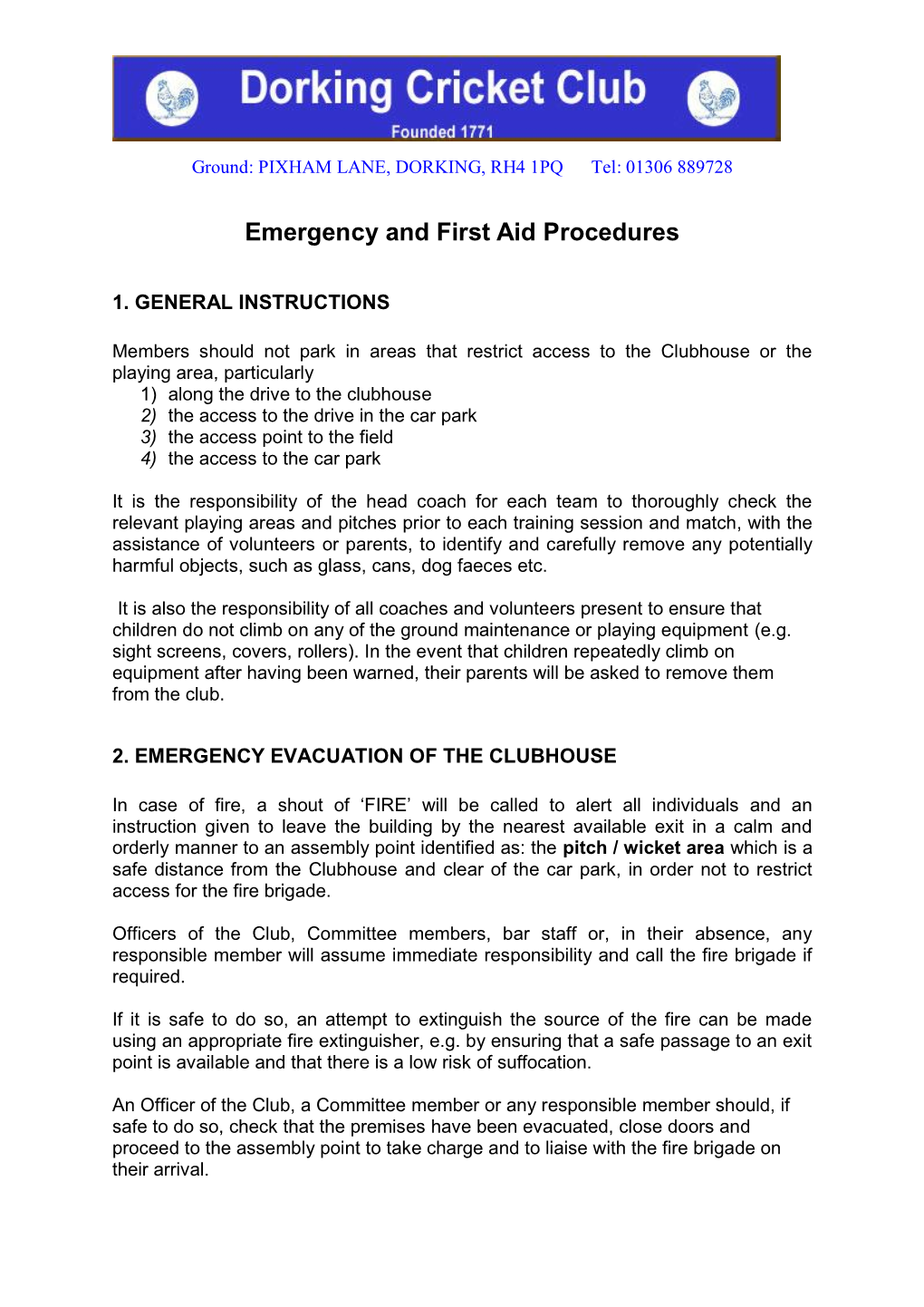 Emergency and First Aid Procedures