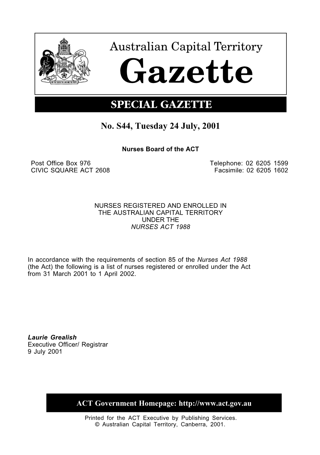 Special Gazette