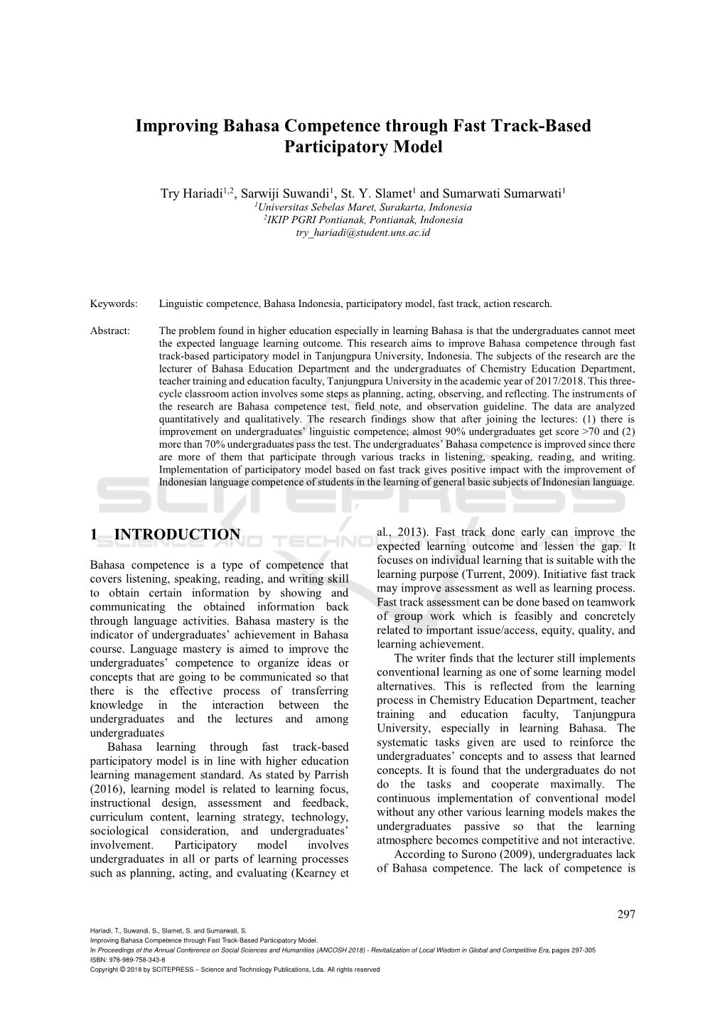 Improving Bahasa Competence Through Fast Track-Based Participatory Model