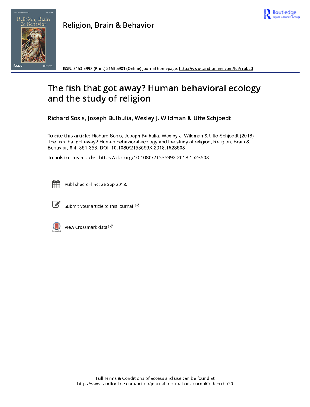 The Fish That Got Away? Human Behavioral Ecology and the Study of Religion