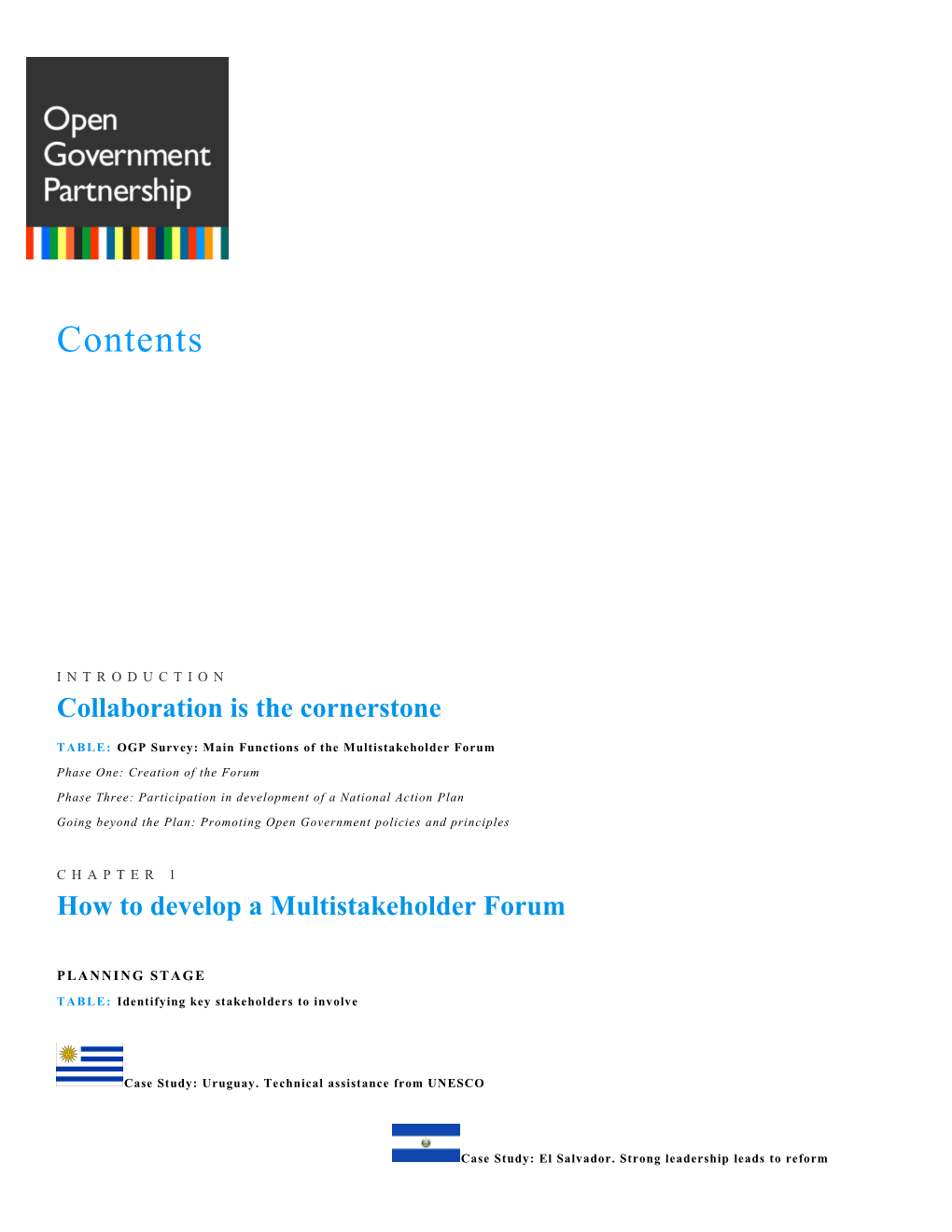 Table: OGP Survey: Main Functions of the Multistakeholder Forum