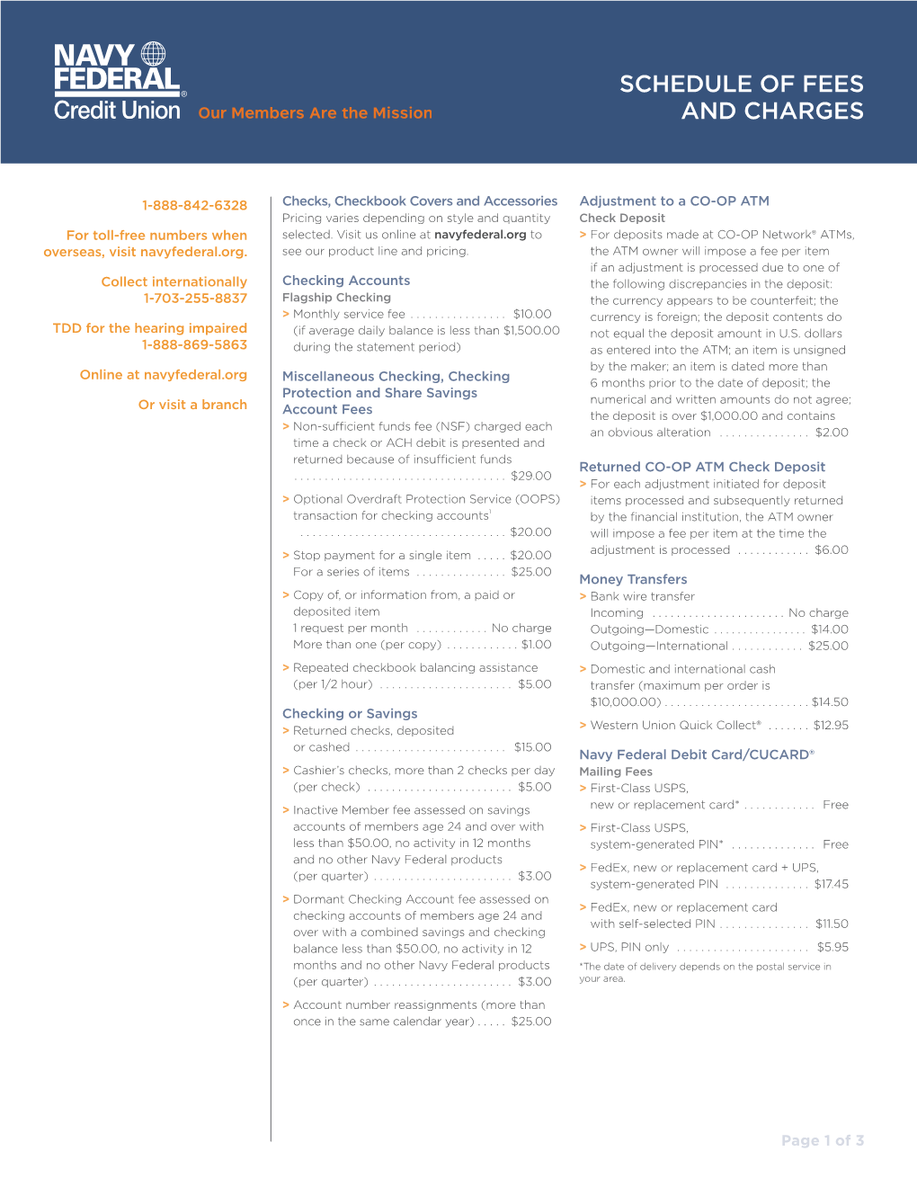 Schedule of Fees and Charges