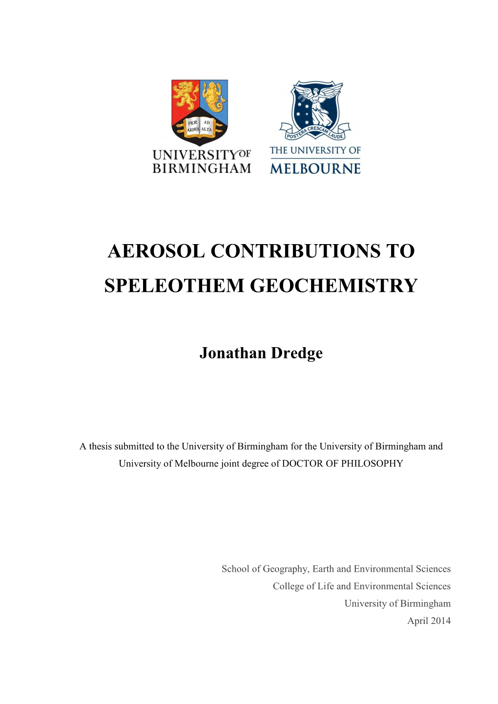 Aerosol Contributions to Speleothem Geochemistry