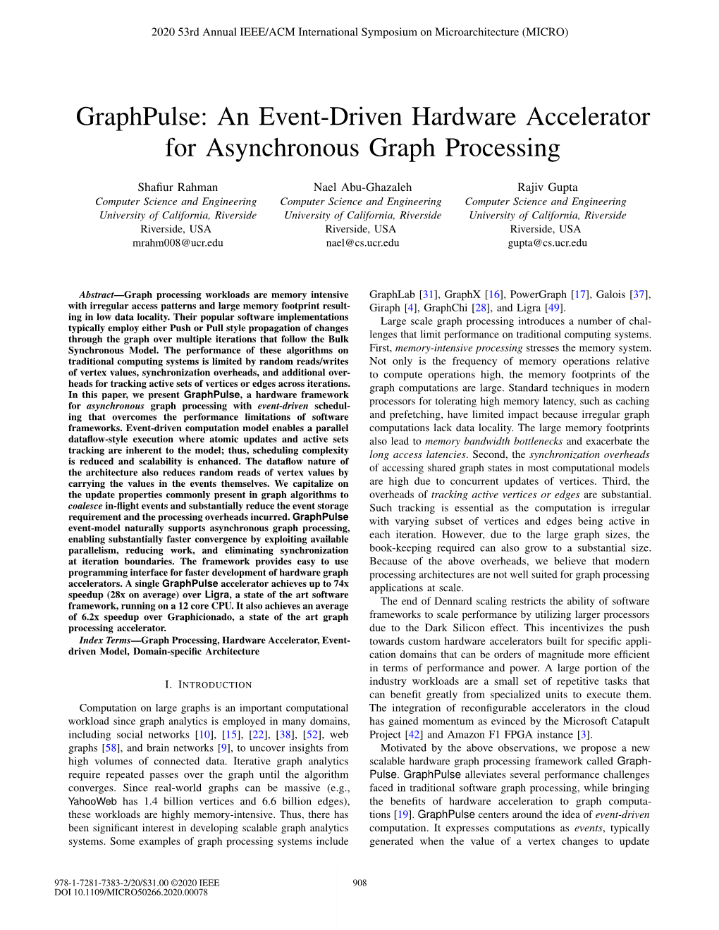 Graphpulse: an Event-Driven Hardware Accelerator for Asynchronous Graph Processing