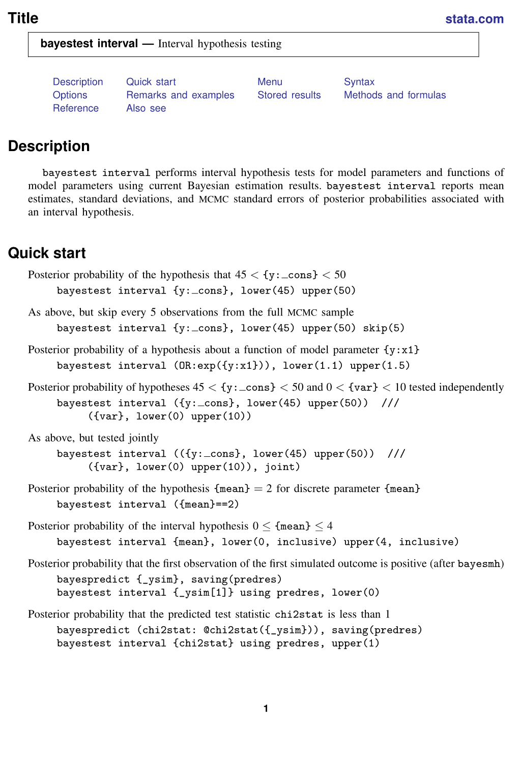 Bayestest Interval — Interval Hypothesis Testing