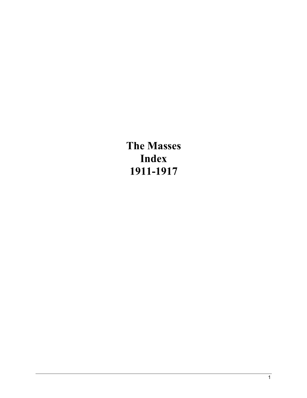 The Masses Index 1911-1917