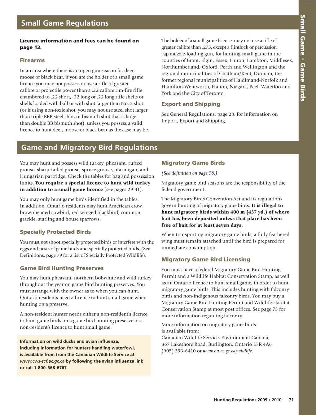 2009 Ontario Hunting Regulations Summary