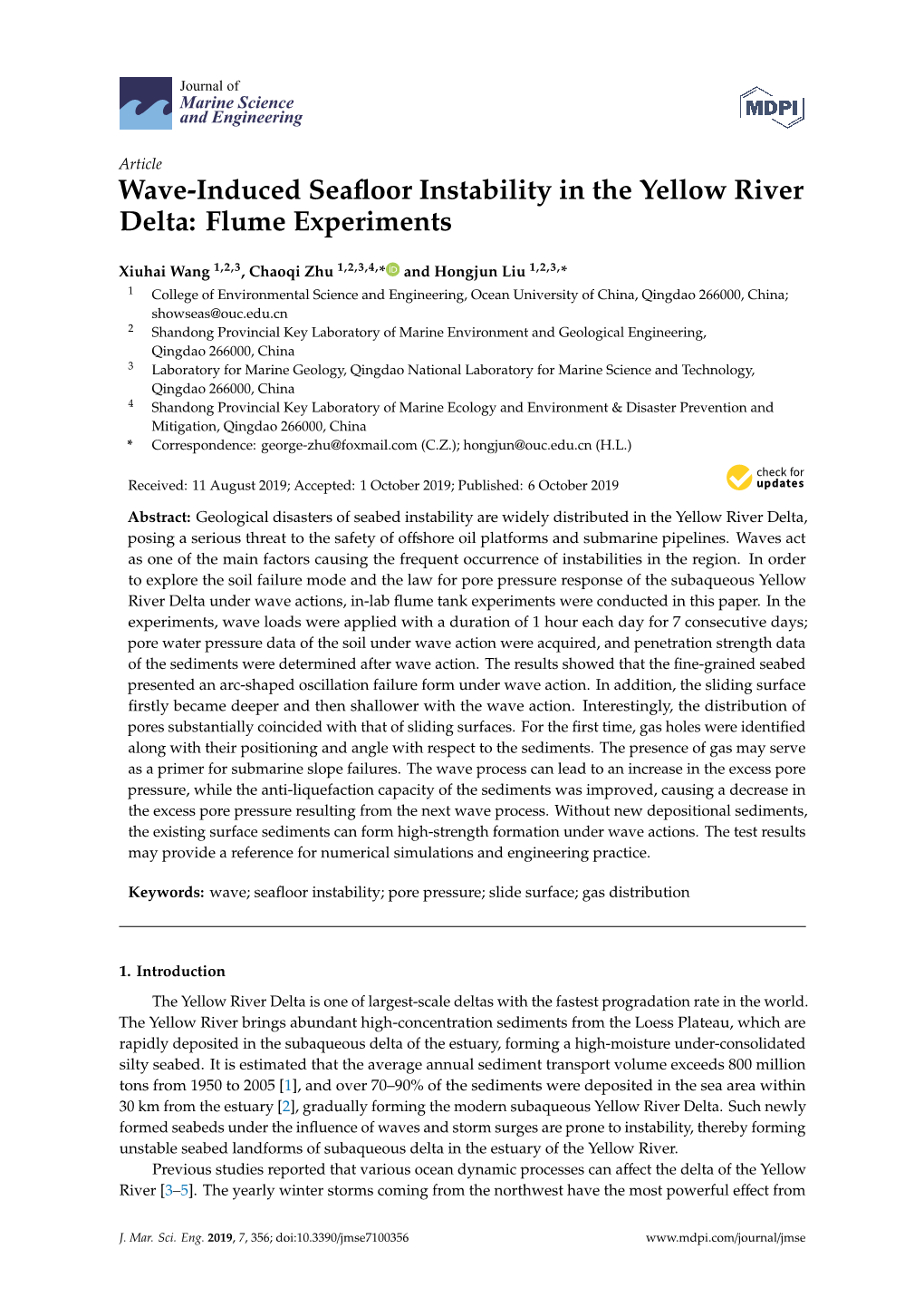 Wave-Induced Seafloor Instability in the Yellow River Delta