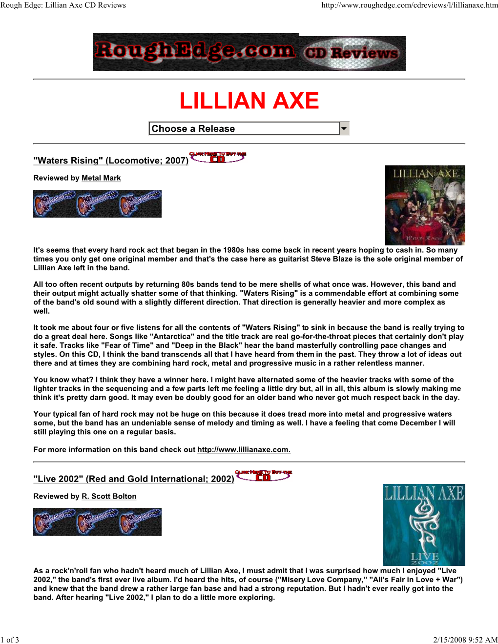 Rough Edge: Lillian Axe CD Reviews