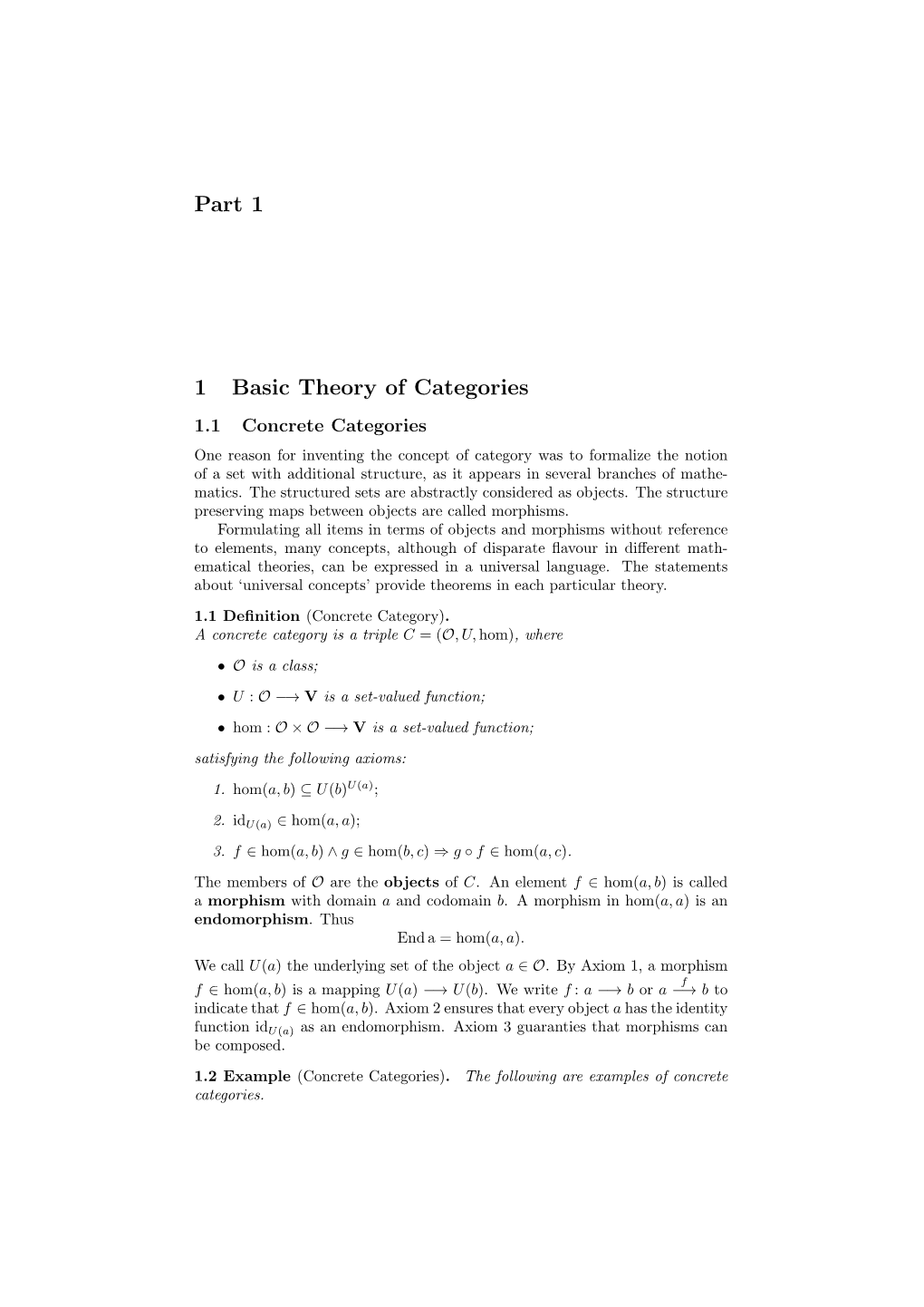 Part 1 1 Basic Theory of Categories