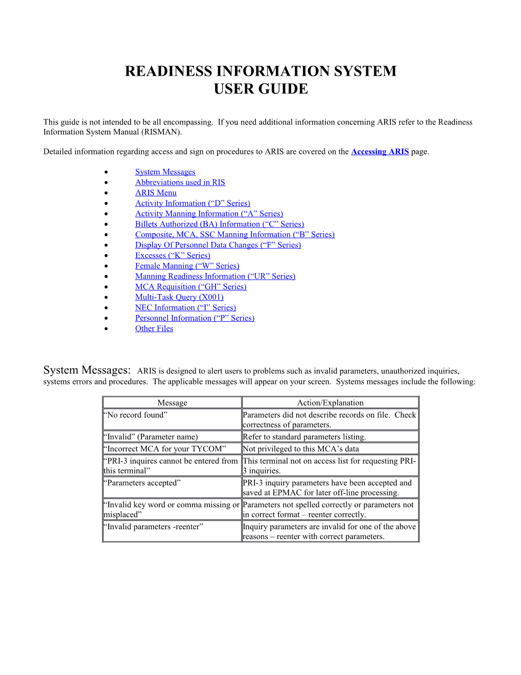 Accessing The Active Readiness Information