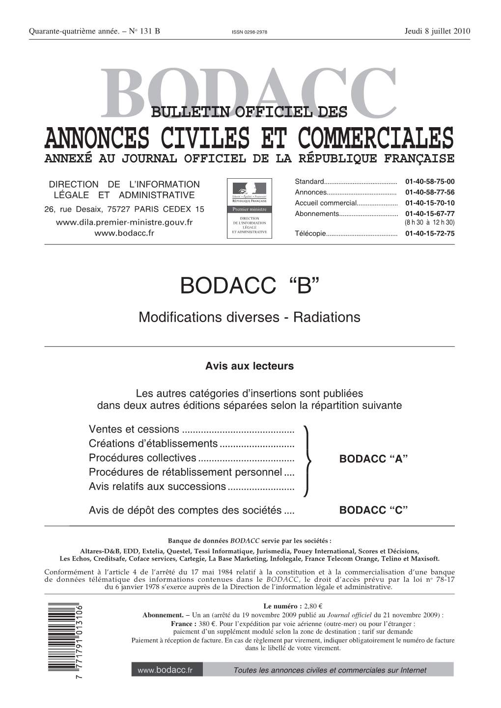 Bodacc Bulletin Officiel Des Annonces Civiles Et