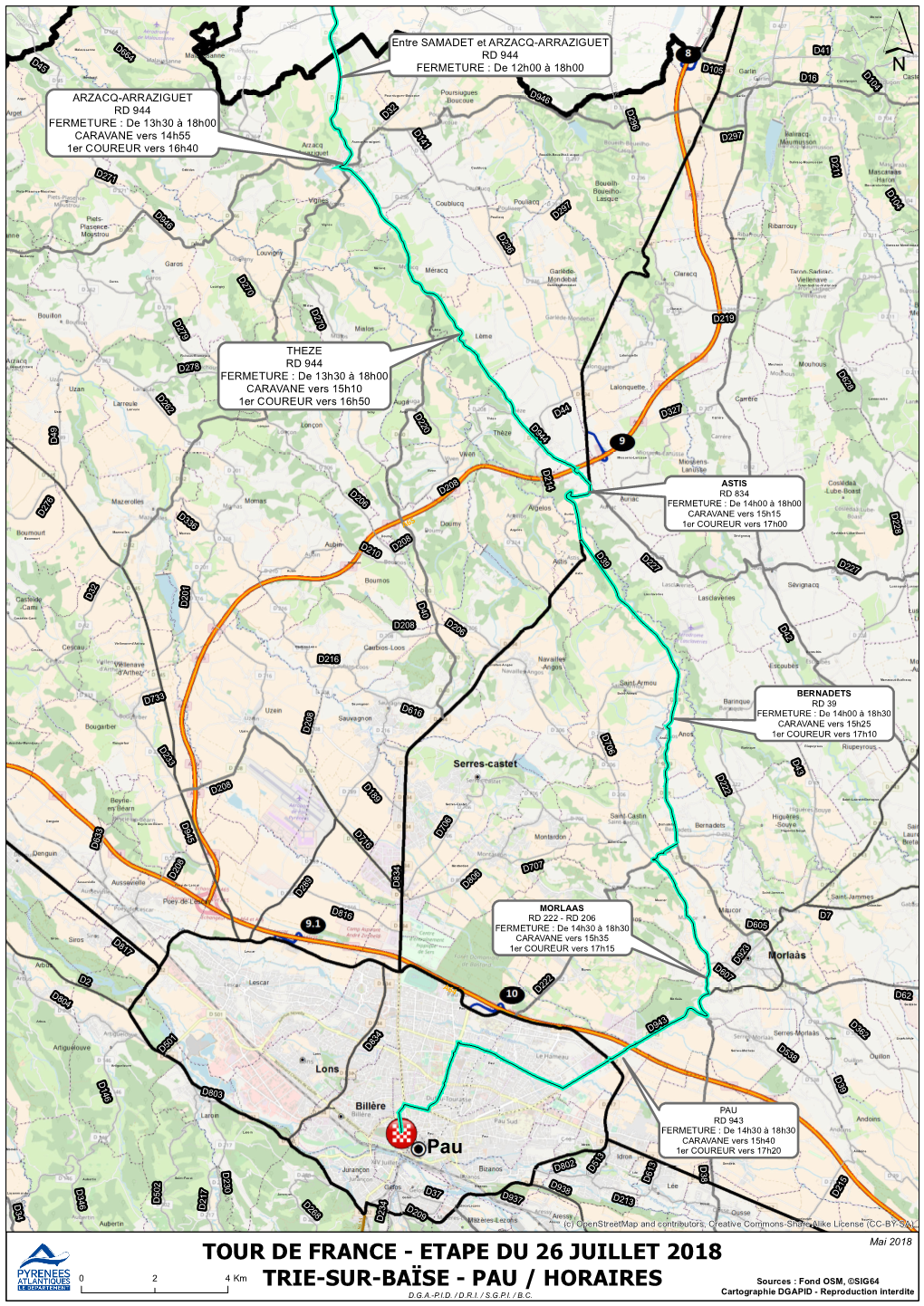 PAU / HORAIRES Sources : Fond OSM, ©SIG64 D.G.A.-P.I.D