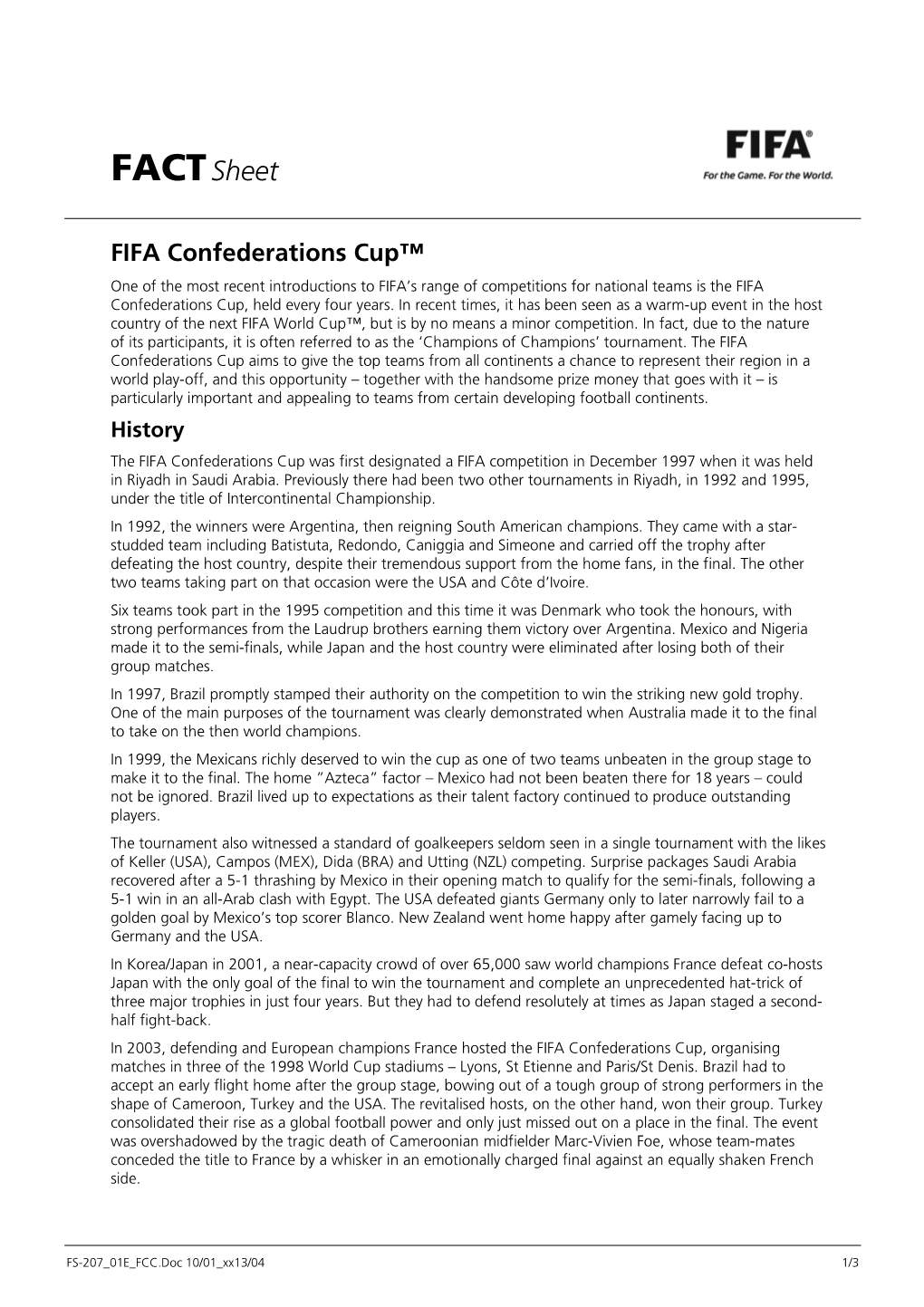 Factsheet FIFA Confederations