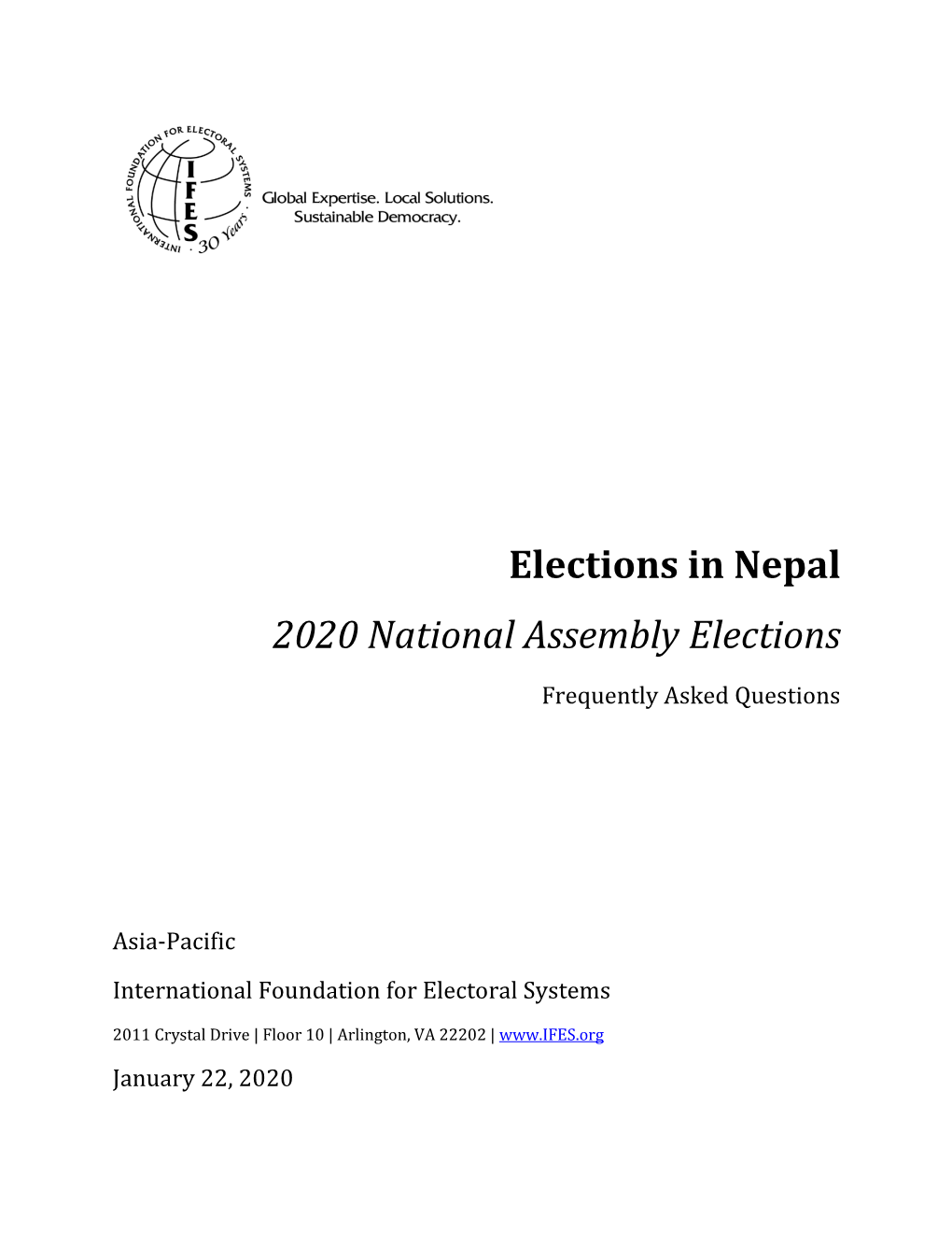 IFES, Faqs, 'Elections in Nepal: 2020 National Assembly Elections'