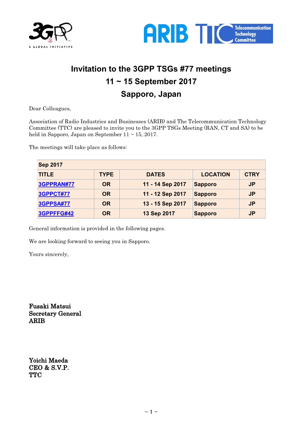 Invitation Letter of 3GPP Tsgs#77 Sapporo Meetings F.Pdf