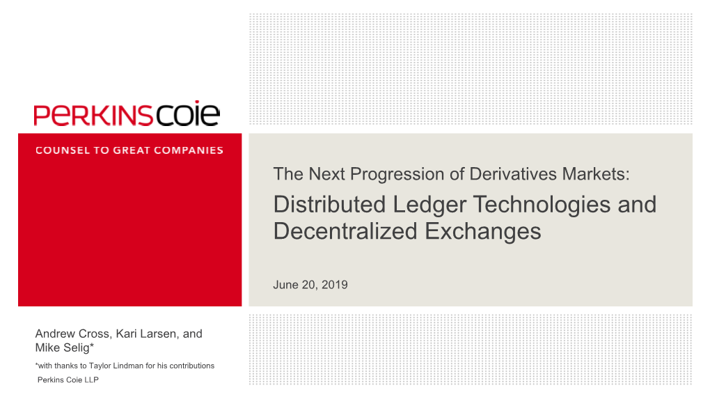 Decentralized Exchanges