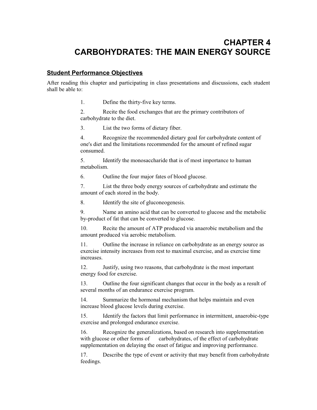 Carbohydrates: the Main Energy Source