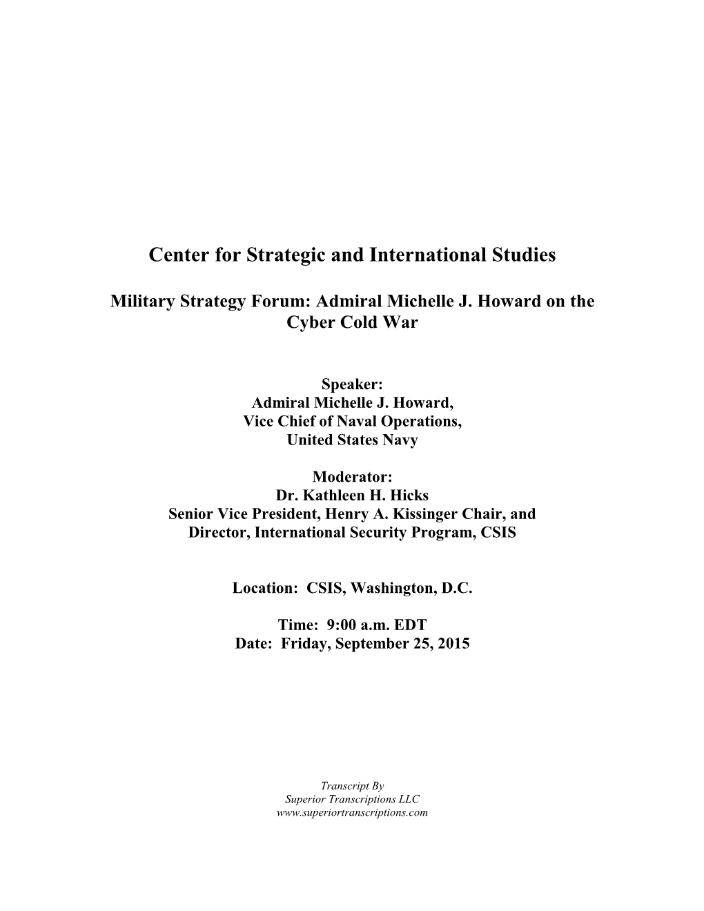 Center for Strategic and International Studies