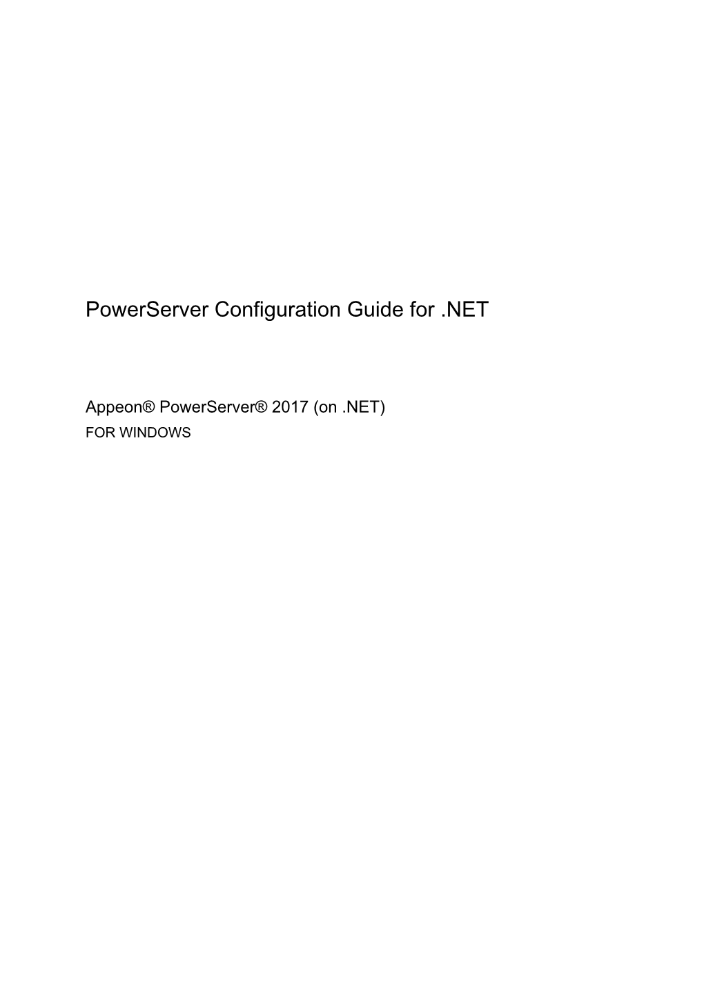 Powerserver Configuration Guide for .NET