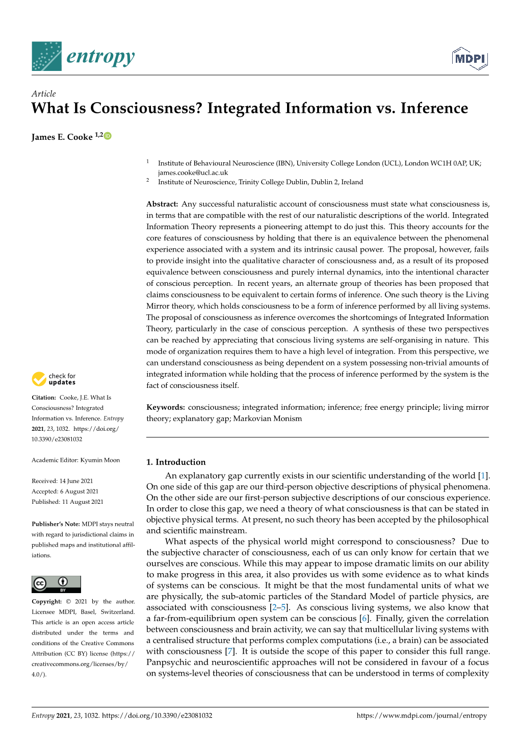 What Is Consciousness? Integrated Information Vs. Inference