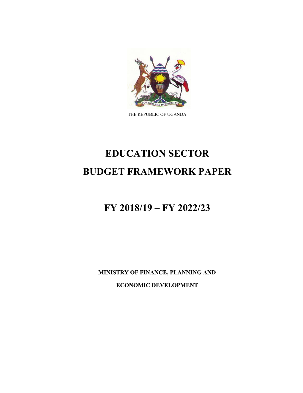 Education Sector Budget Framework Paper Fy 2018/19