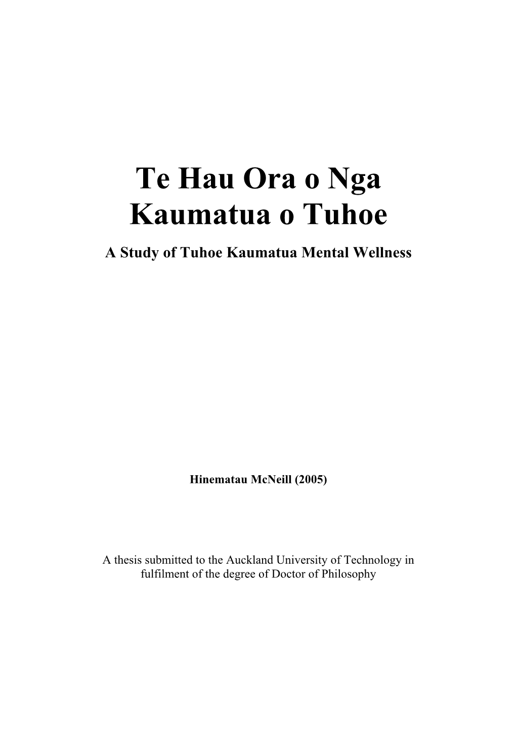 Te Hau Ora O Nga Kaumatua O Tuhoe