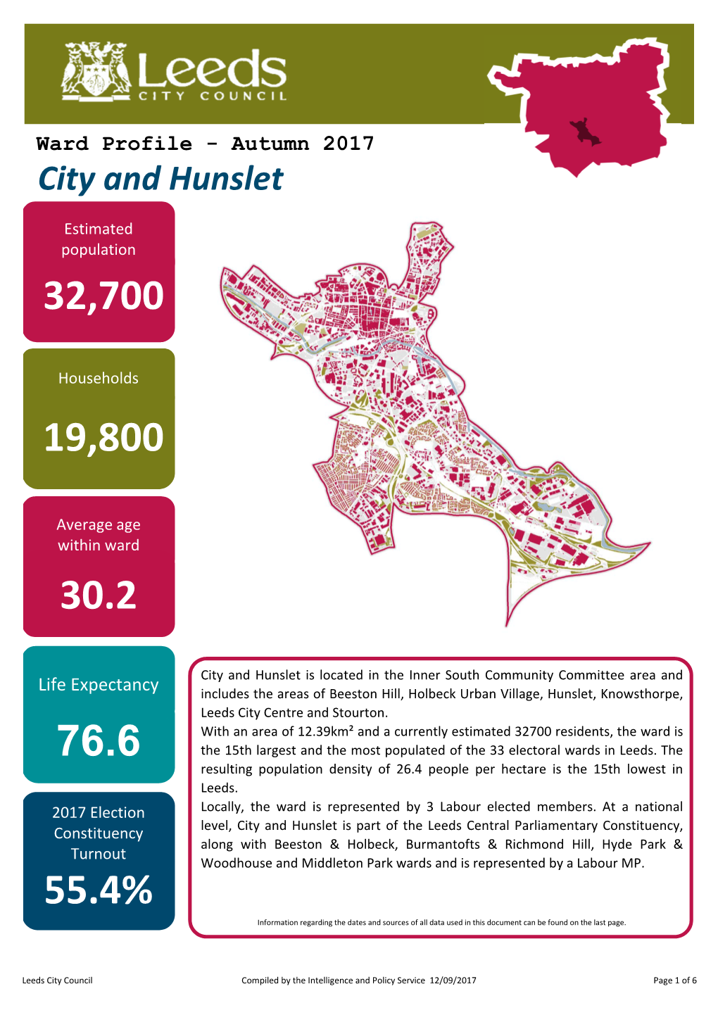 Ward Profile - Autumn 2017 City and Hunslet