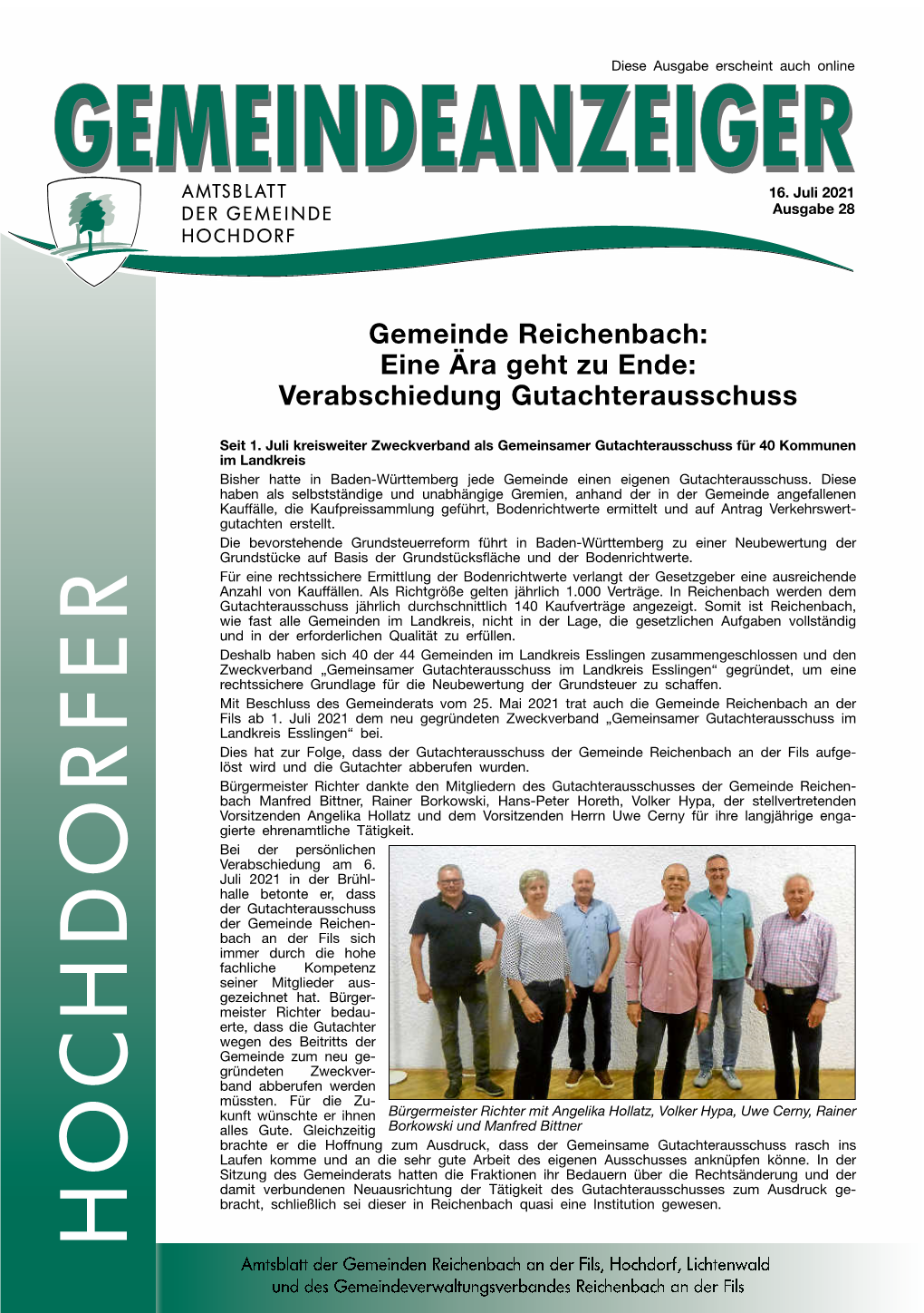 Gemeinde Reichenbach: Eine Ära Geht Zu Ende: Verabschiedung Gutachterausschuss