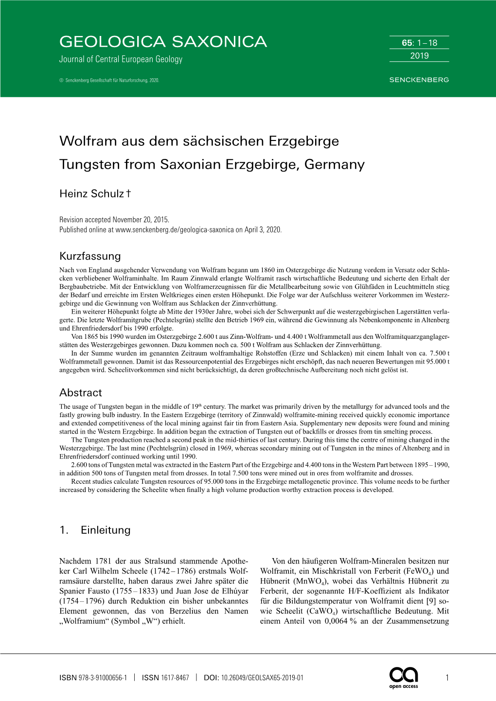 Wolfram Aus Dem Sächsischen Erzgebirge / Tungsten From