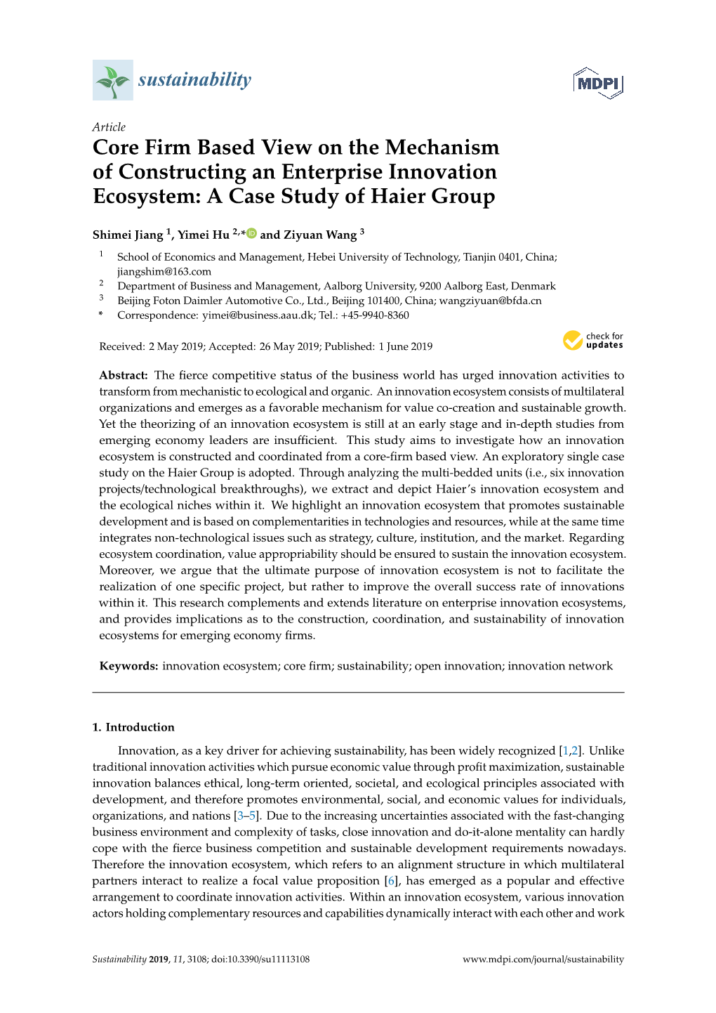 Core Firm Based View on the Mechanism of Constructing an Enterprise Innovation Ecosystem: a Case Study of Haier Group