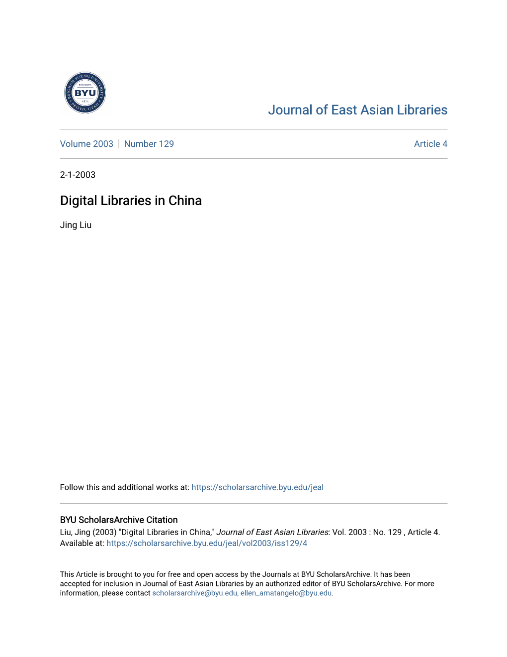 Digital Libraries in China