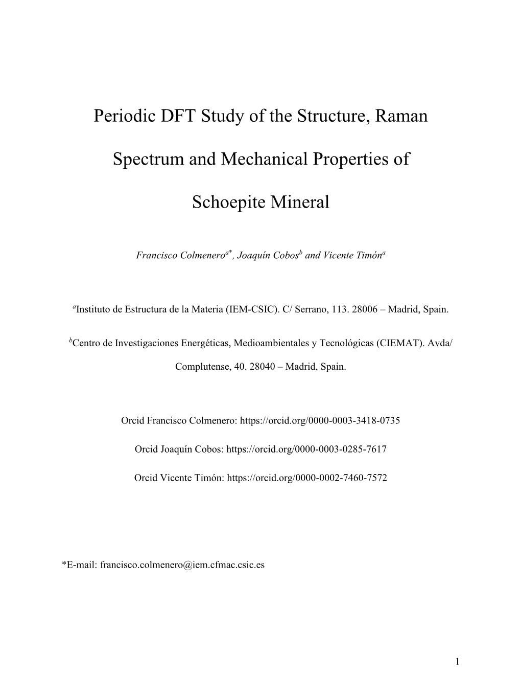 Periodic DFT Study of the Structure, Raman Spectrum and Mechanical