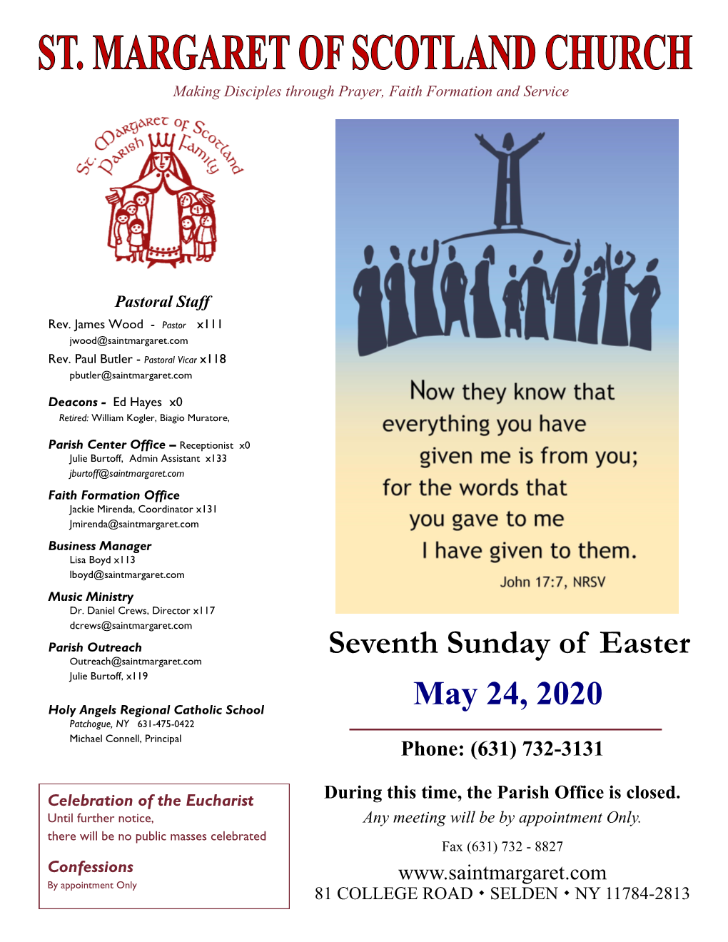 May 24, 2020 Seventh Sunday of Easter