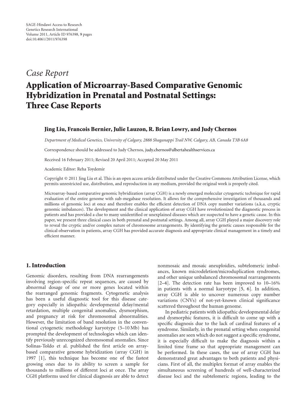 Application of Microarray-Based Comparative Genomic Hybridization in Prenatal and Postnatal Settings: Three Case Reports